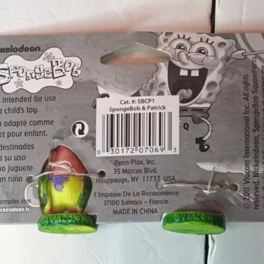 2 Sets of 2-NEW Penn-Plax Spongebob and Patrick Aquarium Ornament - 2 Piece Set